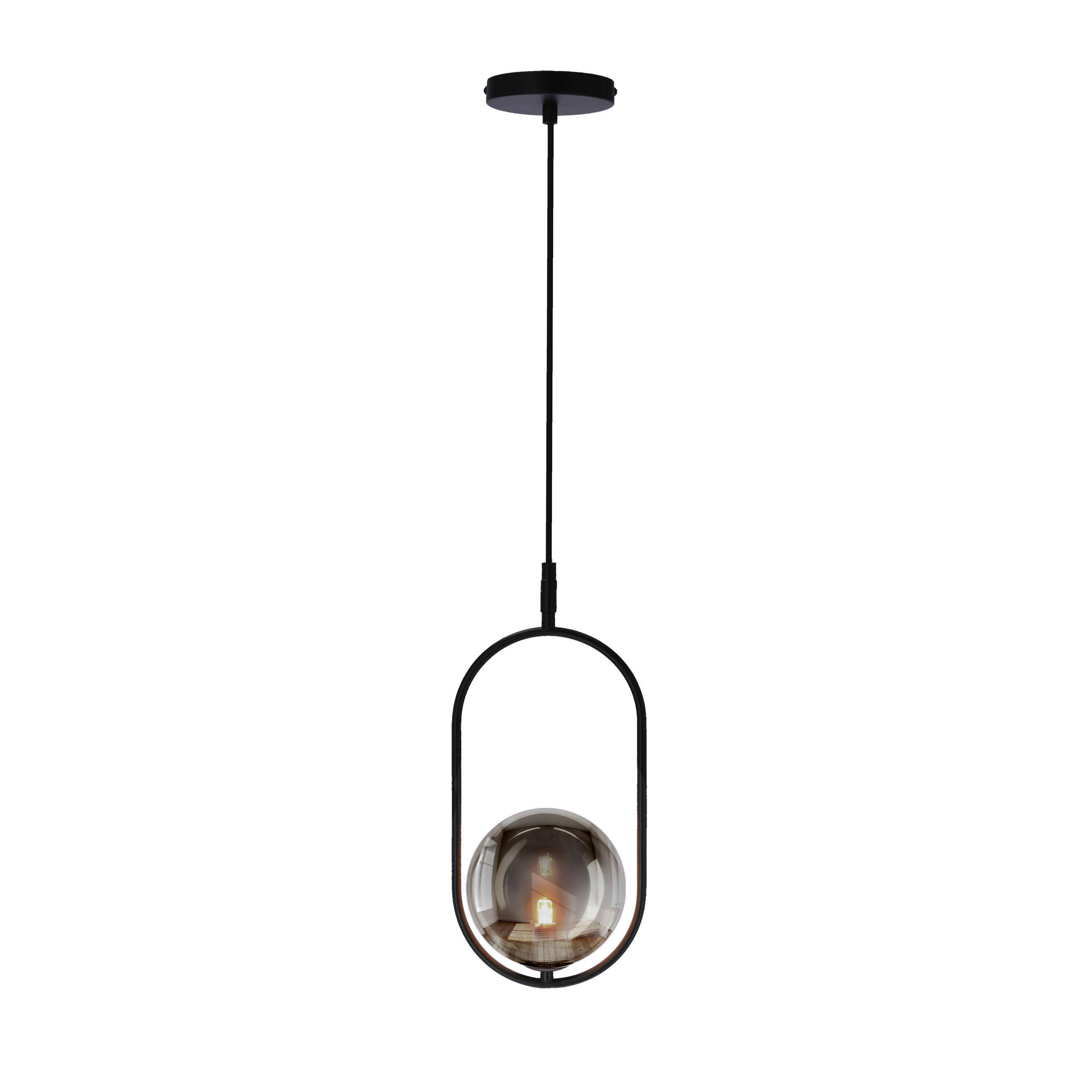 PENDELLEUCHTE 18.5/14/120 cm  - Graphitfarben/Schwarz, Design, Metall (18.5/14/120cm)