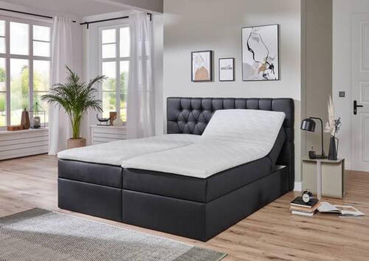 BOX-ÁGY 180/200 cm  fekete  - fekete, Modern, műanyag/textil (180/200cm) - MID.YOU