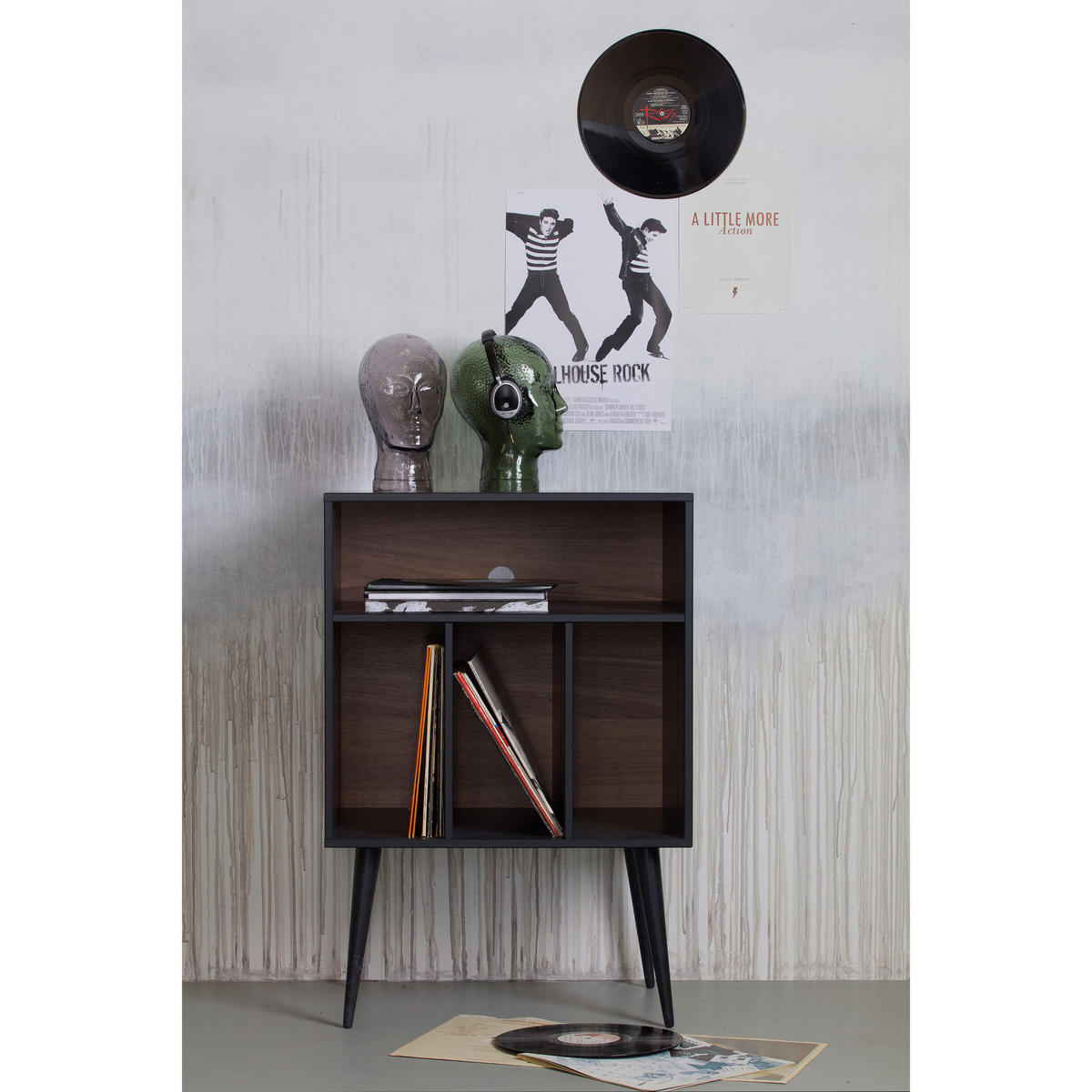 KOMMODE James  in 60/83/44 cm  - Walnussfarben/Schwarz, Design, Holz/Holzwerkstoff (60/83/44cm) - Livetastic