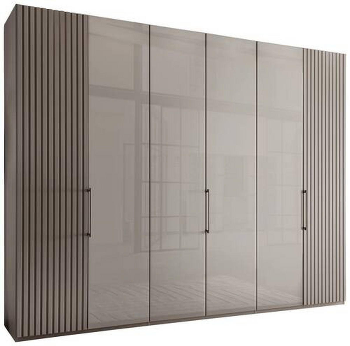 DREHTÜRENSCHRANK 300/236/58 cm 6-türig Hellgrau  - Schieferfarben/Hellgrau, Design, Glas/Holzwerkstoff (300/236/58cm) - Novel