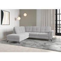 CANAPÉ D'ANGLE in Flachgewebe Silberfarben  - Silberfarben/Schwarz, Modern, Textil/Metall (212/244cm) - Sit & More