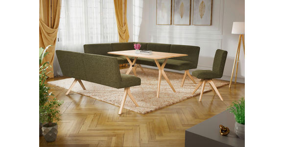 ECKBANK 172/238 cm Webstoff Grün Eiche vollmassiv   - Eichefarben/Grün, KONVENTIONELL, Holz/Textil (172/238cm) - Linea Natura