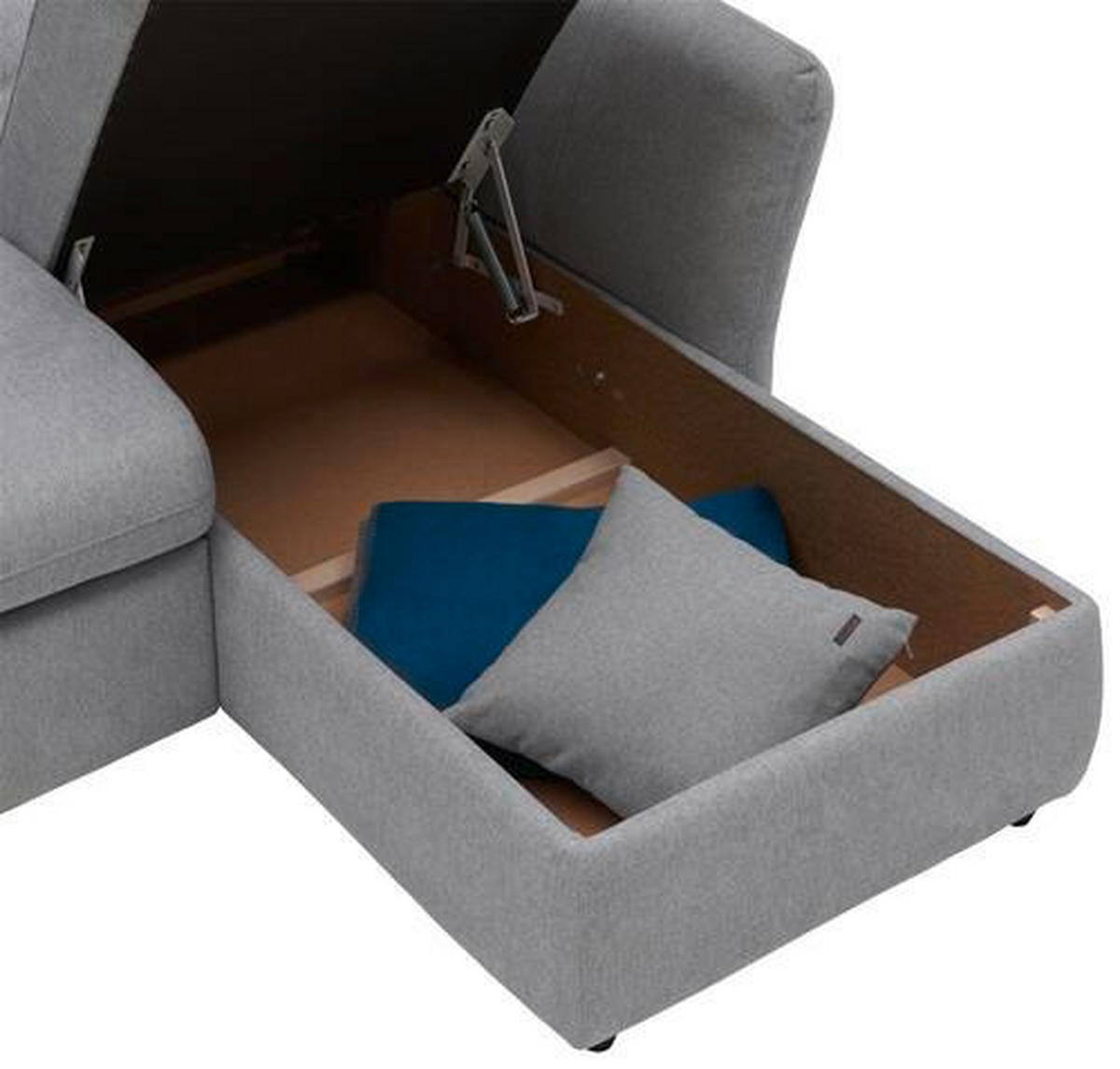 ECKSOFA Hellgrau Mikrofaser  - Hellgrau/Schwarz, Design, Kunststoff/Textil (240/172cm) - Stylife