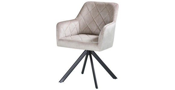ARMLEHNSTUHL in Eisen Samt - Beige/Schwarz, Design, Textil/Metall (60/87/58cm) - Carryhome