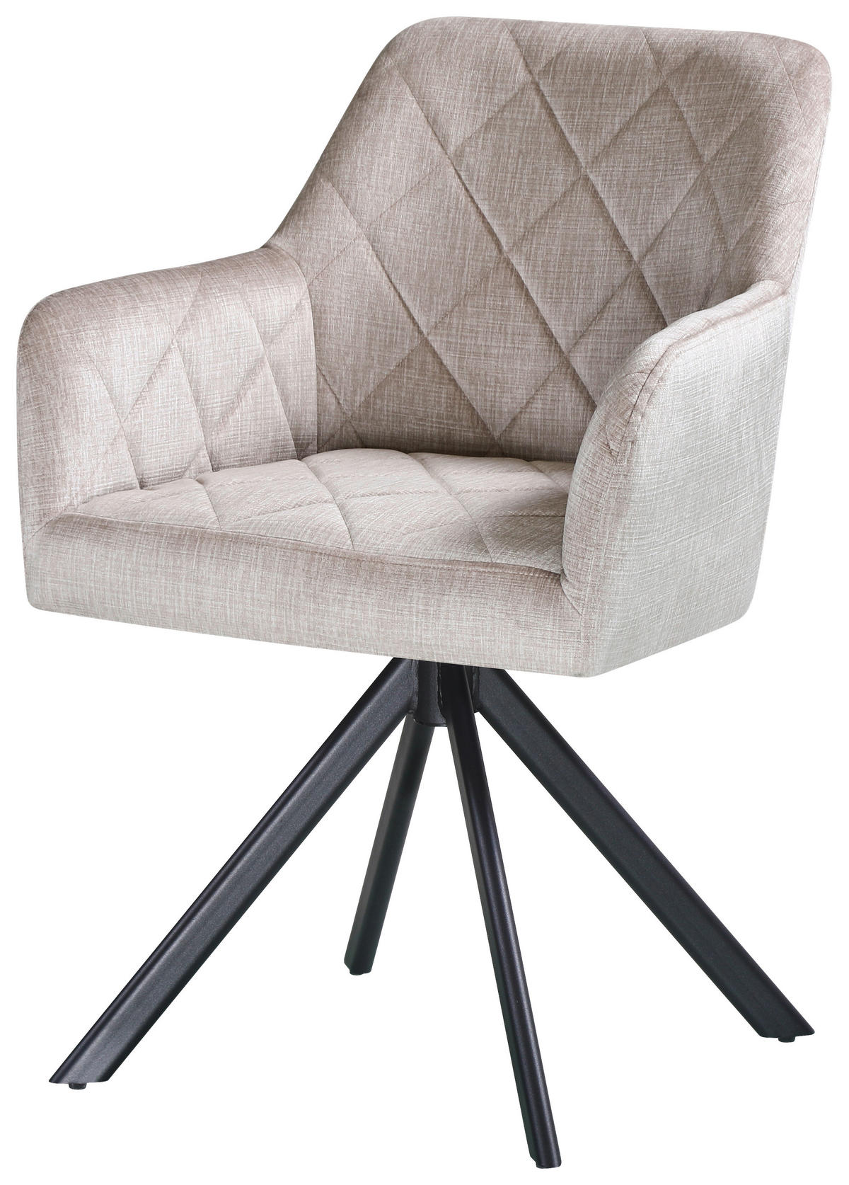 ARMLEHNSTUHL  in Eisen Samt  - Beige/Schwarz, Design, Textil/Metall (60/87/58cm) - Carryhome