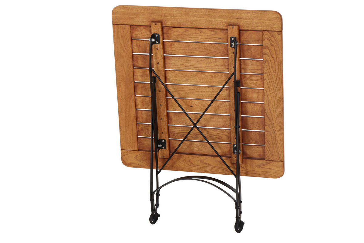 GARTENKLAPPTISCH 80/80/78 cm  - Robinienfarben/Schwarz, KONVENTIONELL, Holz/Metall (80/80/78cm) - Siena Garden