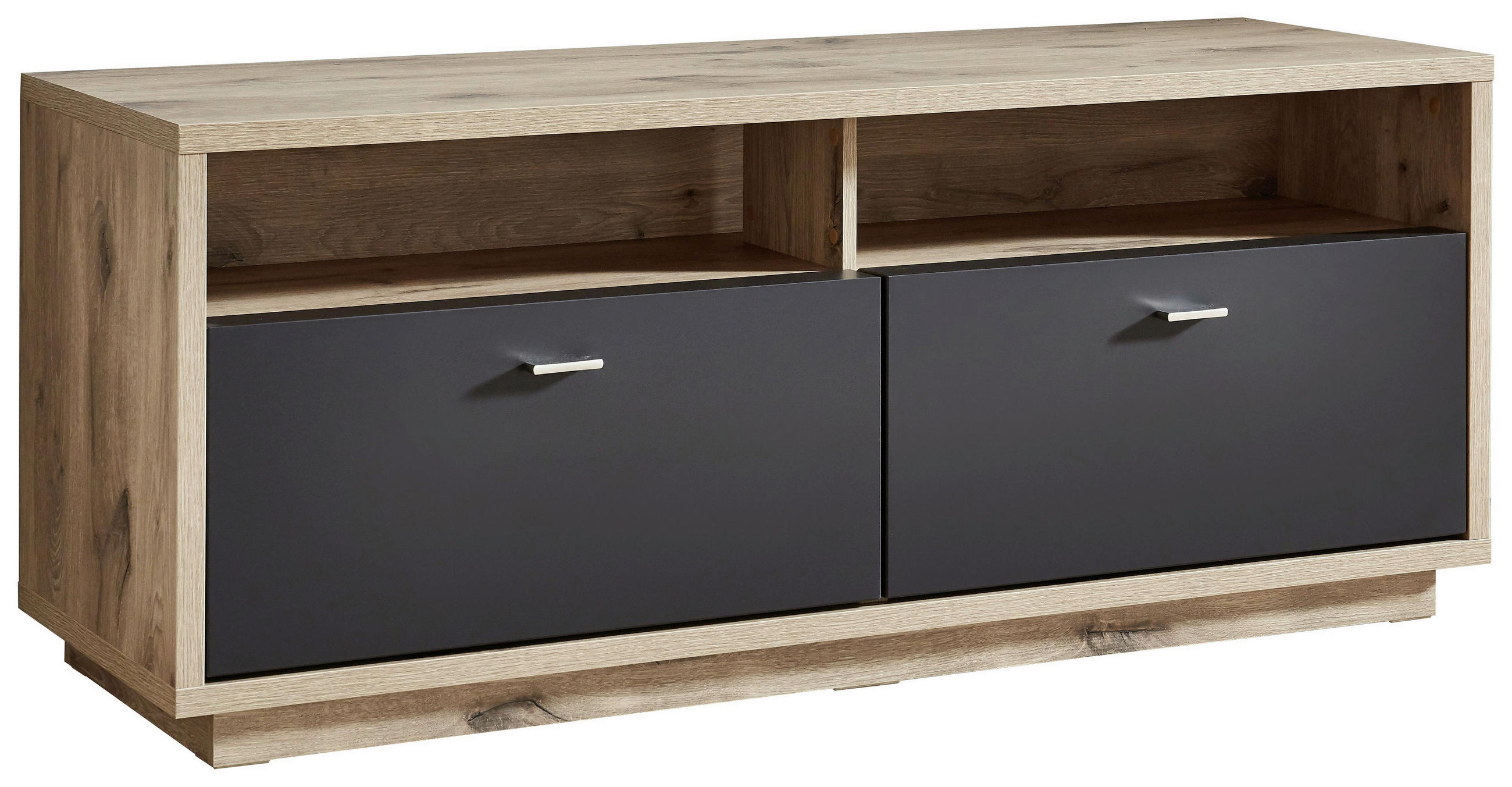 LOWBOARD Eichefarben, Dunkelgrau - Eichefarben/Dunkelgrau, Design, Kunststoff/Metall (153/63/50cm) - Stylife