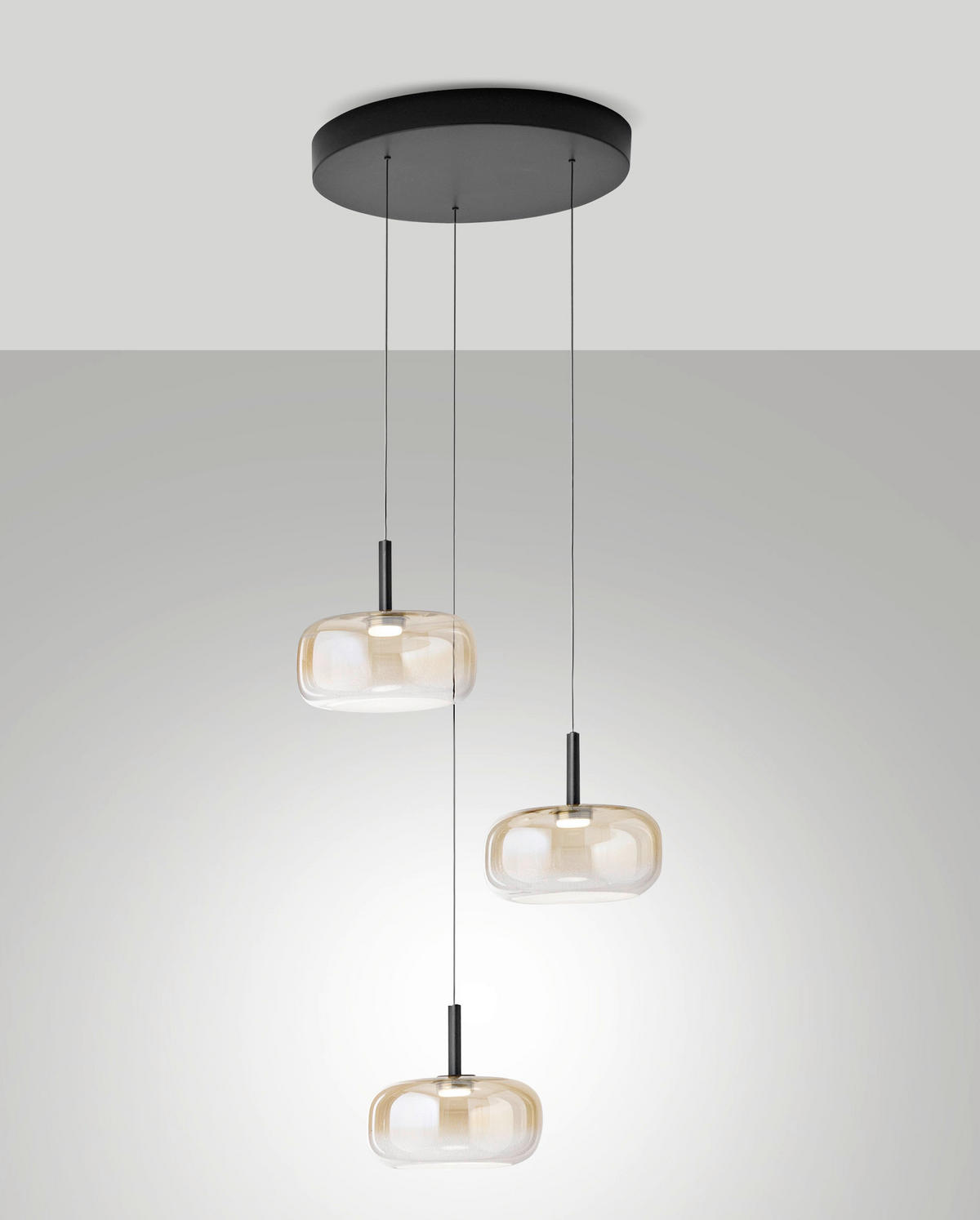 LED-PENDELLEUCHTE Devero 45/200 cm   - Cognac, Design, Glas/Metall (45/200cm) - Fabas Luce