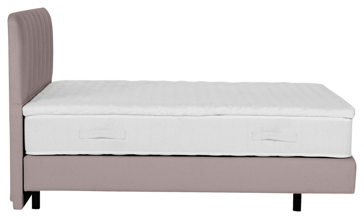 BOXSPRINGBETT 180/200 cm,  in Hellbraun, Topper, Matratzen, H3 = fest  - Hellbraun/Schwarz, Design, Holzwerkstoff/Textil (180/200cm) - Esposa