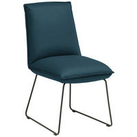 STUHL  Lederauswahl, Stoffauswahl, abwischbar  Echtleder  - Blau/Graphitfarben, Design, Leder/Metall (52/85/66cm) - Cassando