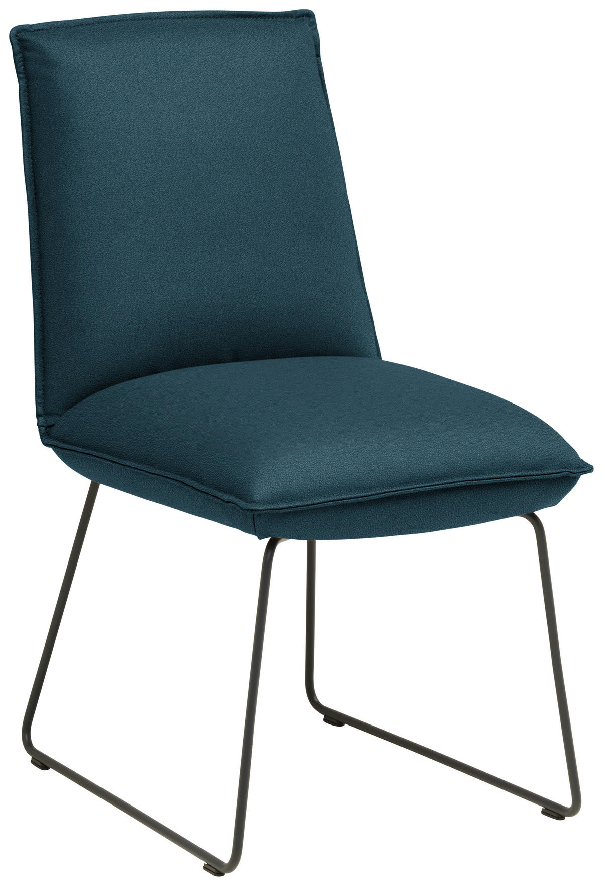 STUHL  Lederauswahl, Stoffauswahl, abwischbar  Echtleder  - Blau/Graphitfarben, Design, Leder/Metall (52/85/66cm) - Cassando