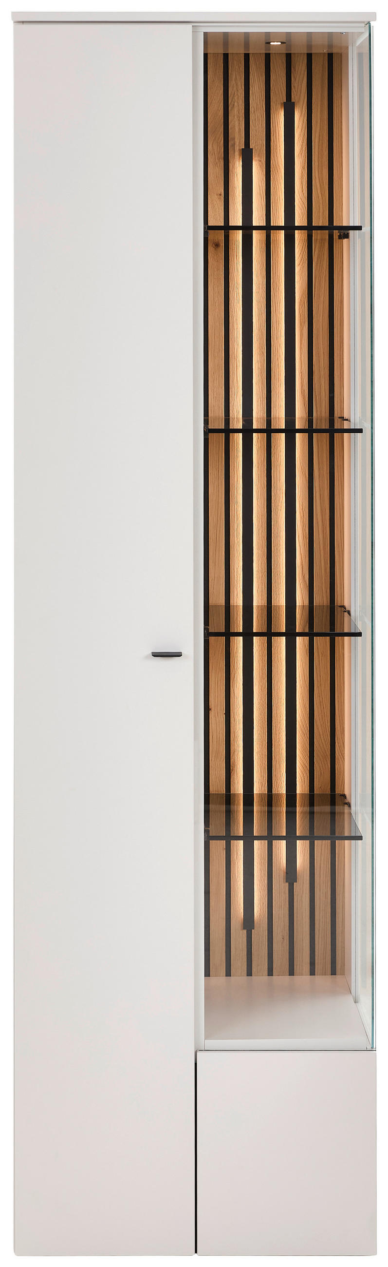 VITRINE  in Eiche Weiß  - Anthrazit/Weiß, Design, Glas/Holz (60/208/43cm) - Venjakob