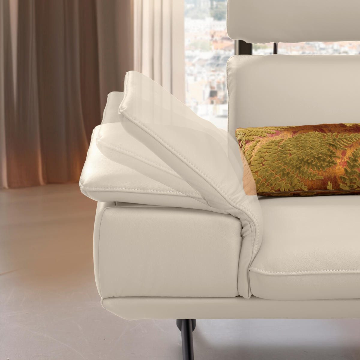 ECKSOFA in Echtleder Ecru  - Ecru/Beige, Design, Leder/Metall (239/150cm) - Koinor
