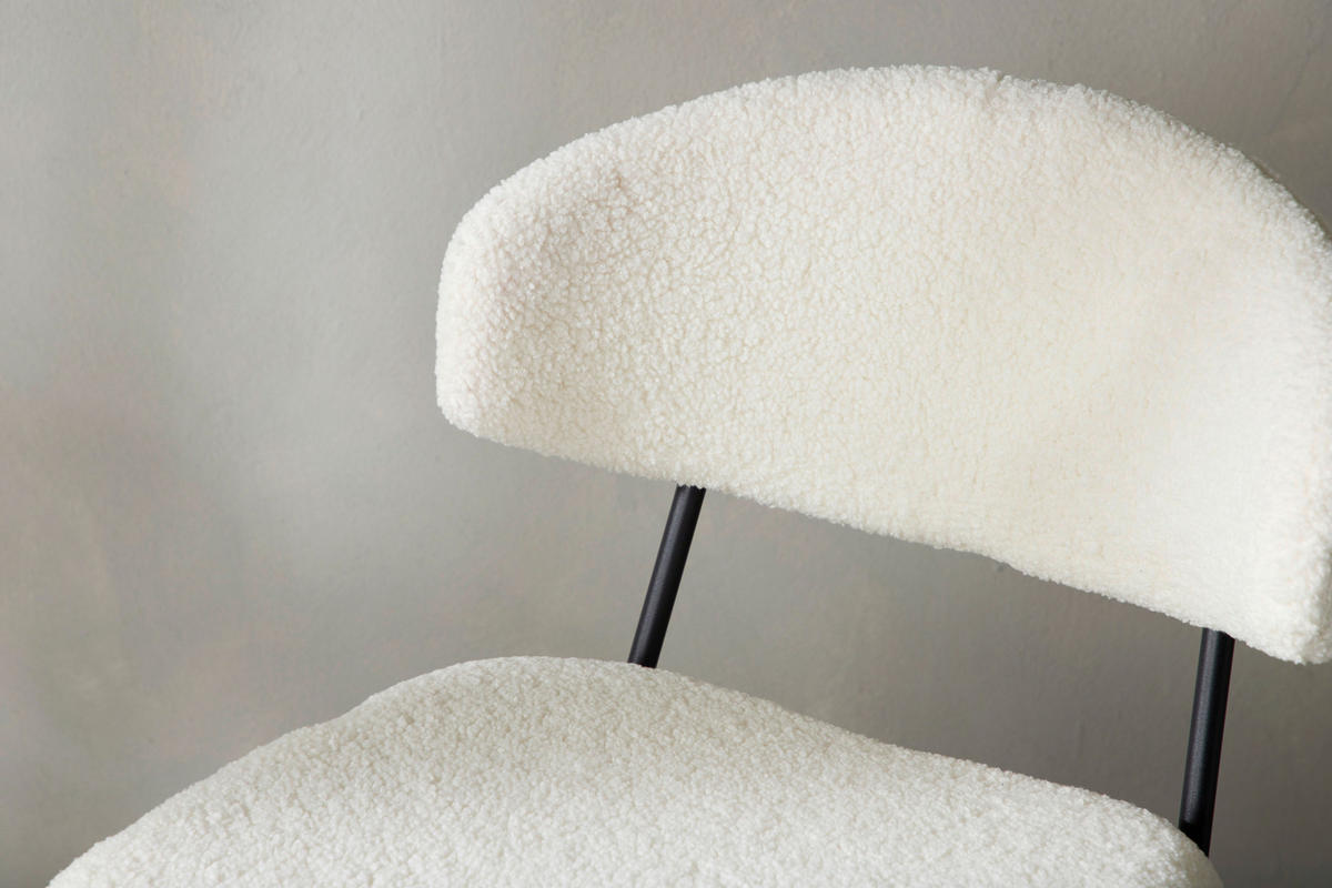 STOLSET 2 styck stål bouclé  - vit/svart, Design, metall/textil (50/79/57cm) - Livetastic