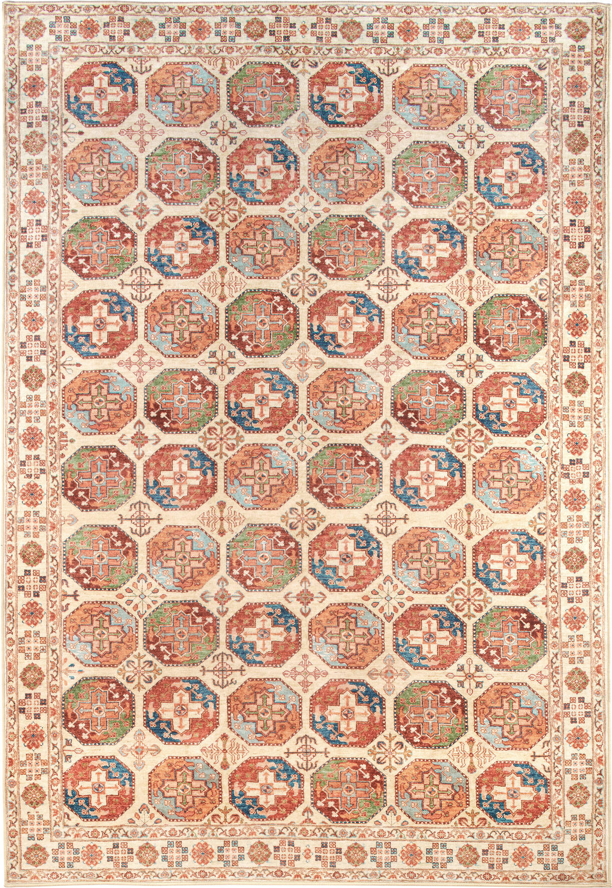 VINTAGE-TEPPICH Living Bathian 200/290 cm  in Creme, Terracotta, Graublau  - Graublau/Terracotta, LIFESTYLE, Kunststoff/Textil (200/290cm) - Lindorug