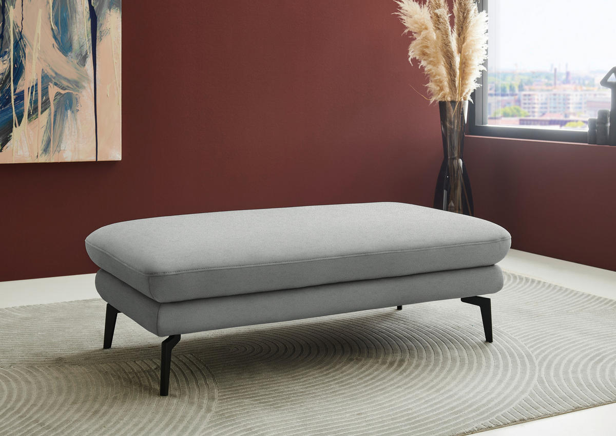 ECKSOFA Chenille, Flachgewebe Grau  - Schwarz/Grau, Design, Textil/Metall (284/180cm) - Dieter Knoll
