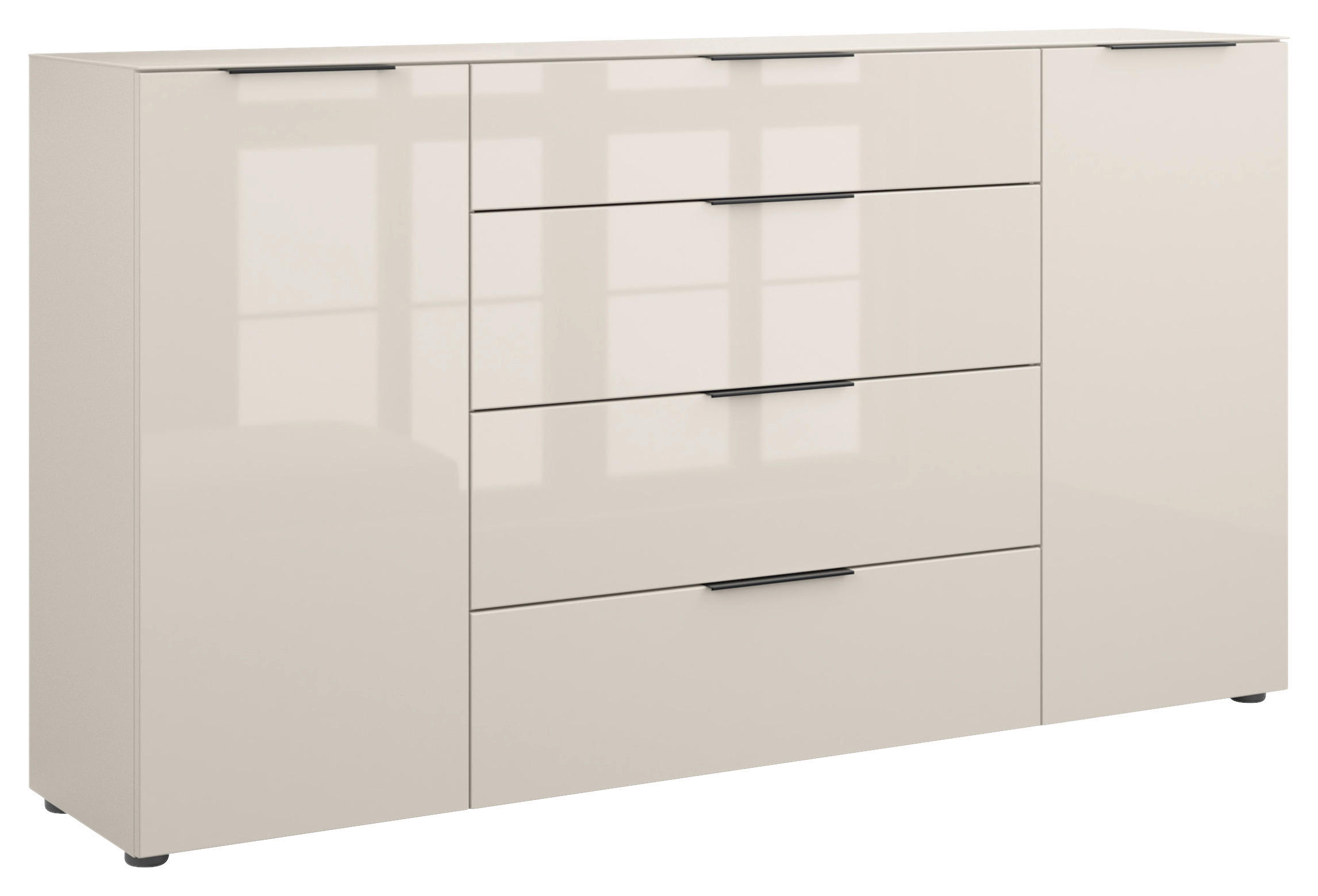 SIDEBOARD style 180/98,7/40 cm 4 Schublade(n)  - Kaschmir/Schwarz, Basics, Glas/Holzwerkstoff (180/98,7/40cm)