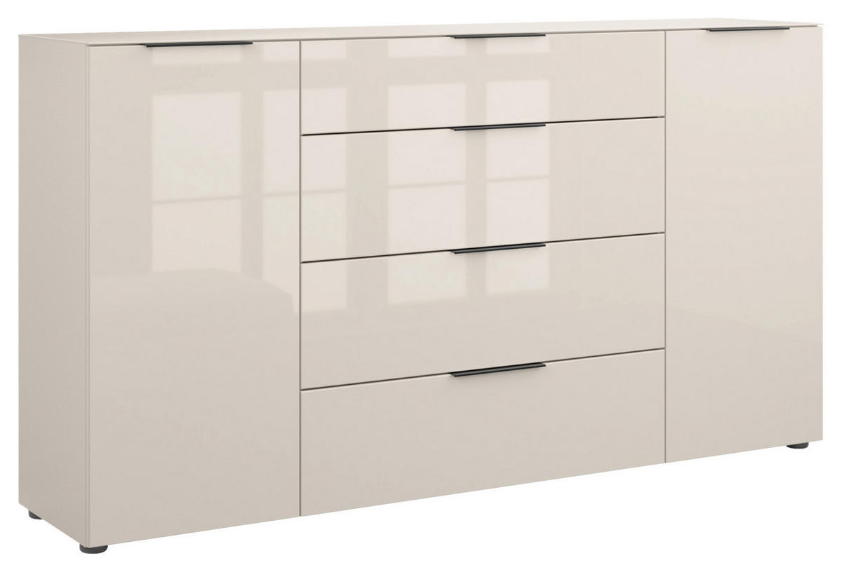 SIDEBOARD style 180/98,7/40 cm 4 Schublade(n)  - Kaschmir/Schwarz, Basics, Glas/Holzwerkstoff (180/98,7/40cm)