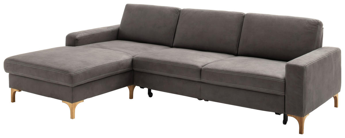 ECKSOFA in Mikrofaser Anthrazit  - Anthrazit/Beige, Design, Holz/Textil (185/276cm) - Pure Home Lifestyle