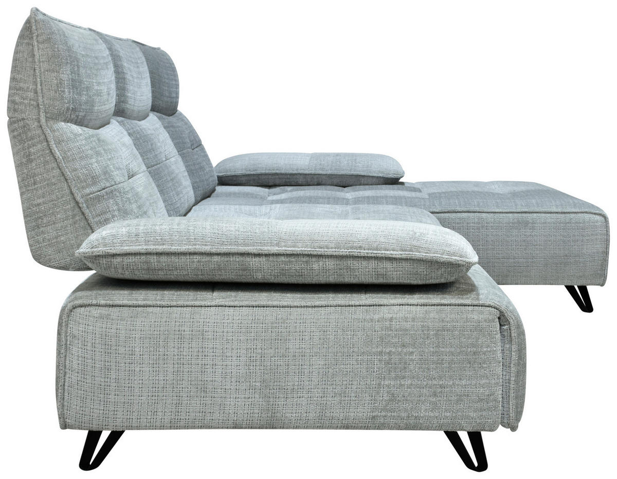 ECKSOFA Hellgrau Chenille  - Hellgrau/Schwarz, Design, Kunststoff/Textil (314/162cm) - Livetastic