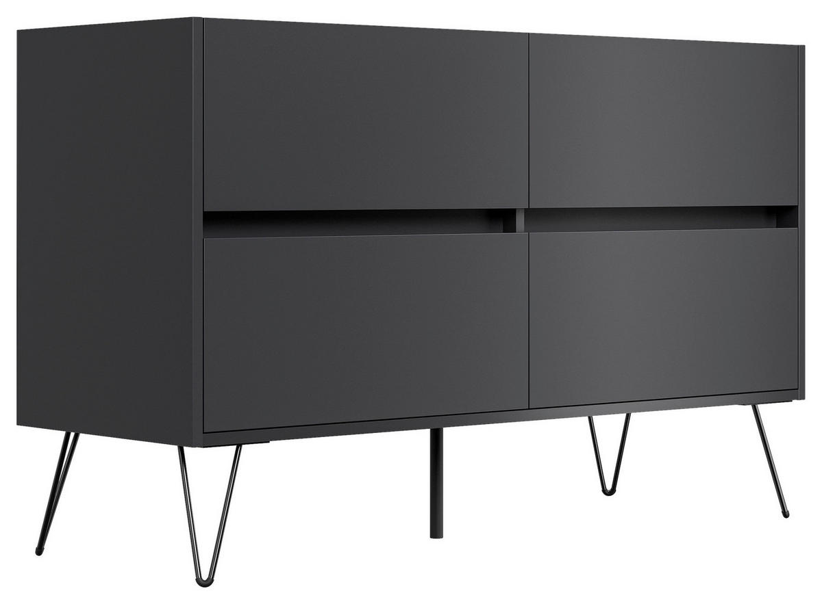 SIDEBOARD Posseik Industrial 119/75/42 cm 4 Schublade(n)  - Graphitfarben/Schwarz, Design, Holzwerkstoff/Metall (119/75/42cm) - MID.YOU