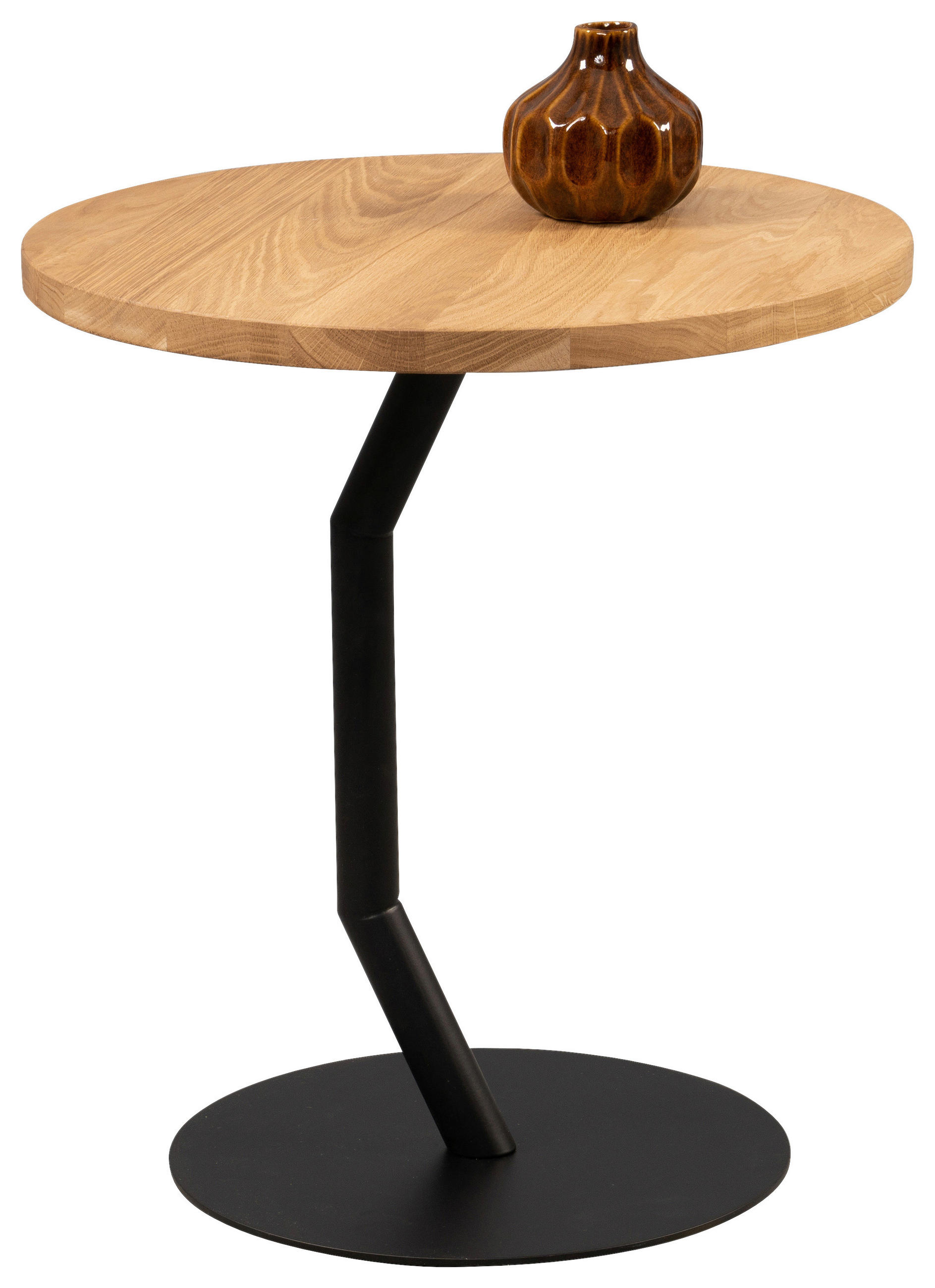 BEISTELLTISCH 45/45/50 cm Wildeiche Schwarz, Wildeiche rund  - Wildeiche/Schwarz, Basics, Holz/Metall (45/45/50cm)