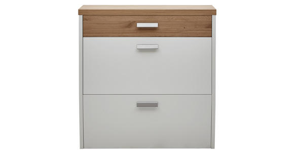 SCHUHSCHRANK 92/95/31 cm - Eichefarben/Silberfarben, Design, Holz/Holzwerkstoff (92/95/31cm) - Dieter Knoll