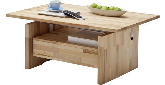 COUCHTISCH Buche vollmassiv 110/70/51-70 cm rechteckig Buchefarben  - Buchefarben, Basics, Holz (110/70/51-70cm) - Linea Natura