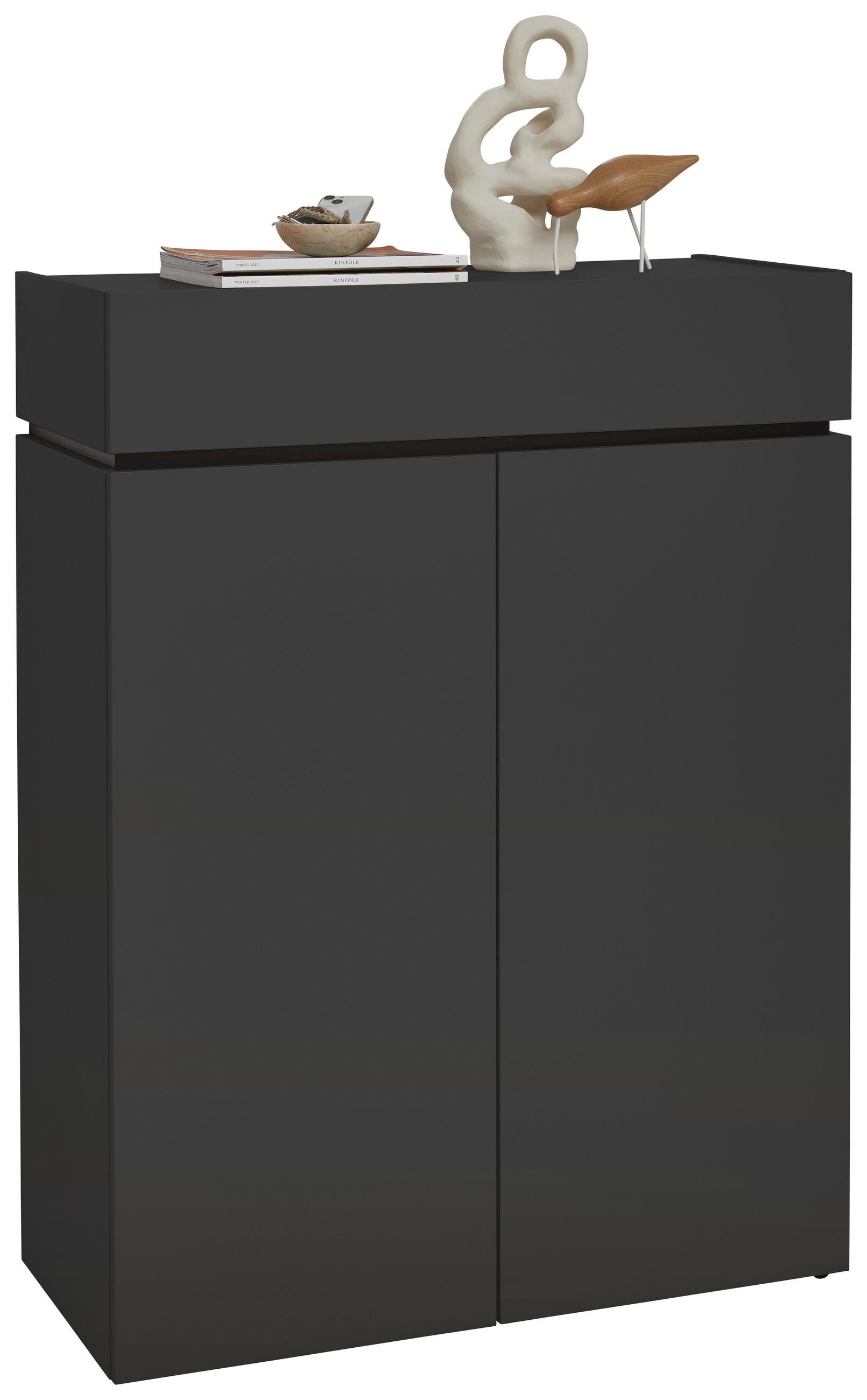 SCHUHSCHRANK Graphitfarben - Schwarz/Graphitfarben, Design, Holzwerkstoff/Kunststoff (90/121/40cm) - Voleo