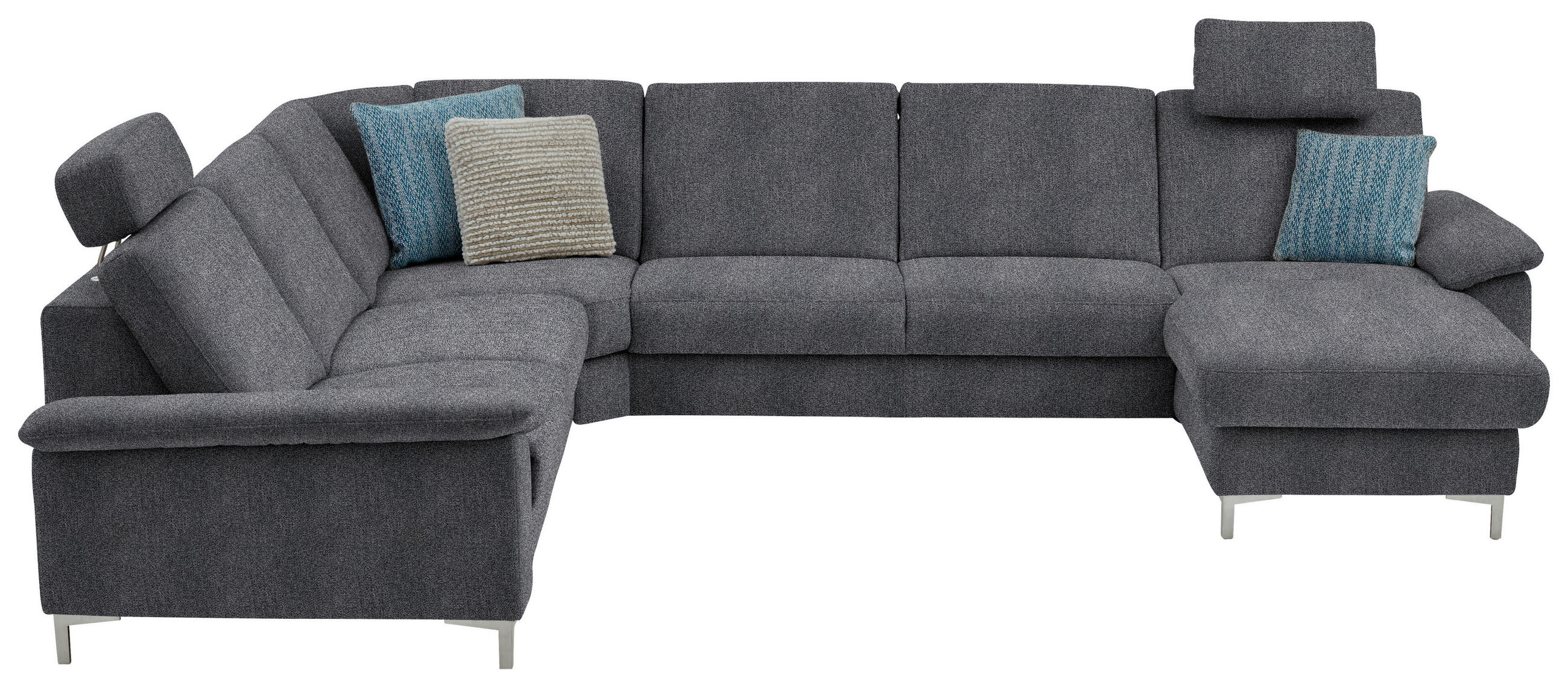 WOHNLANDSCHAFT  in Chenille Dunkelgrau  - Dunkelgrau/Alufarben, Design, Textil/Metall (265/333/170cm) - Dieter Knoll