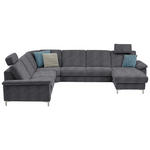 WOHNLANDSCHAFT  in Chenille Dunkelgrau  - Dunkelgrau/Alufarben, Design, Textil/Metall (265/333/170cm) - Dieter Knoll