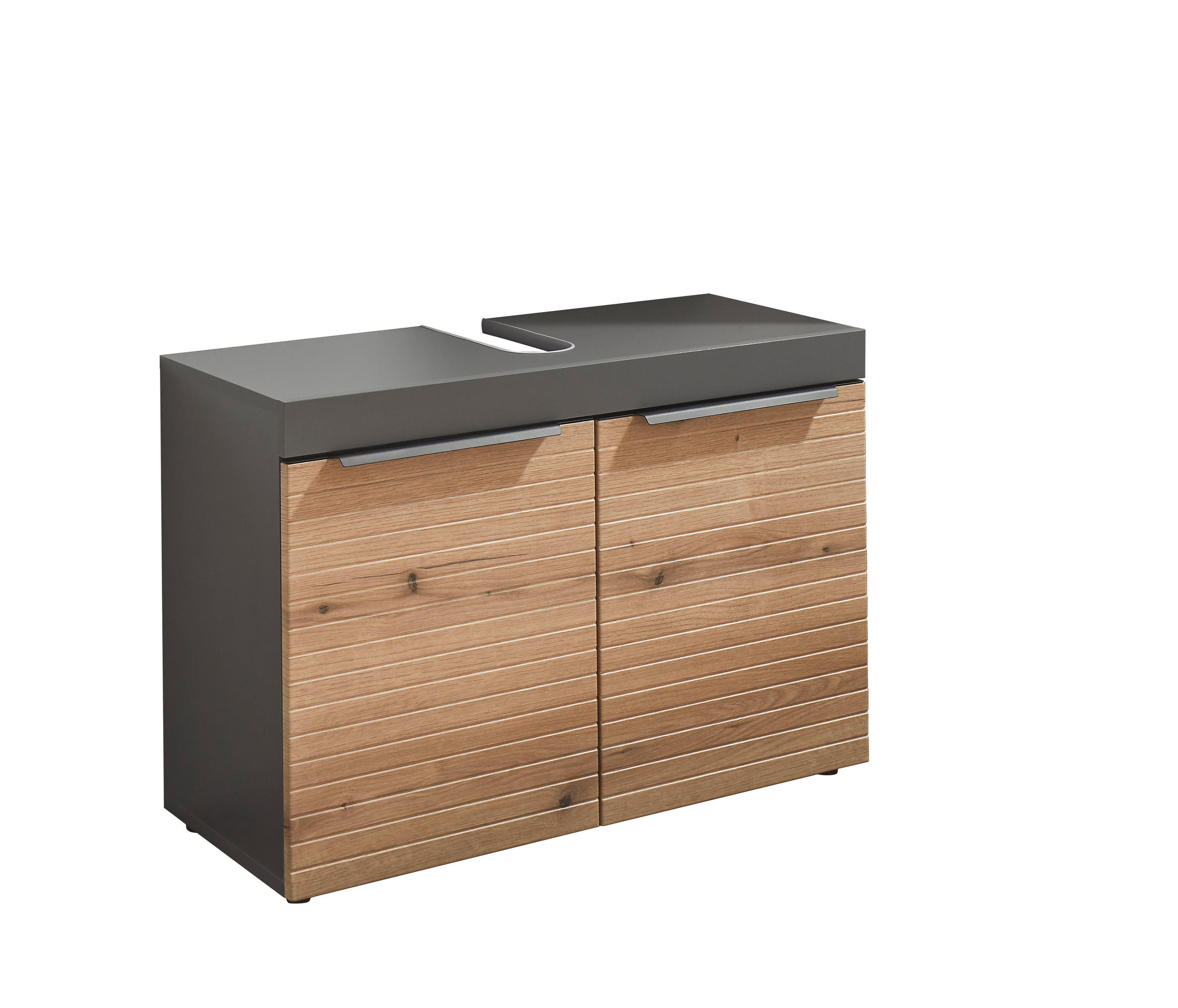 WASCHBECKENUNTERSCHRANK 80/56/34 cm  - Eichefarben/Schwarz, Basics, Holzwerkstoff/Kunststoff (80/56/34cm) - MID.YOU