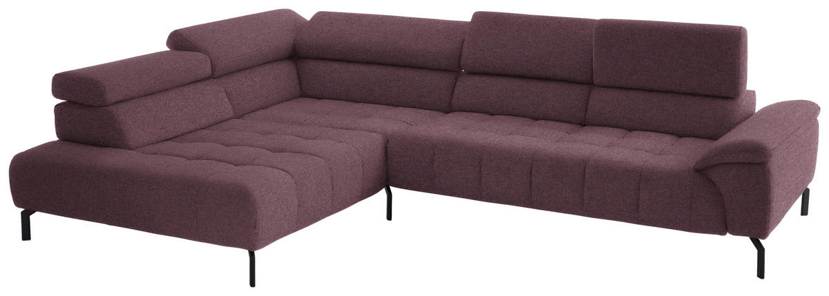 ECKSOFA in Chenille Beere  - Beere/Schwarz, Design, Textil/Metall (222/323cm) - Beldomo Style