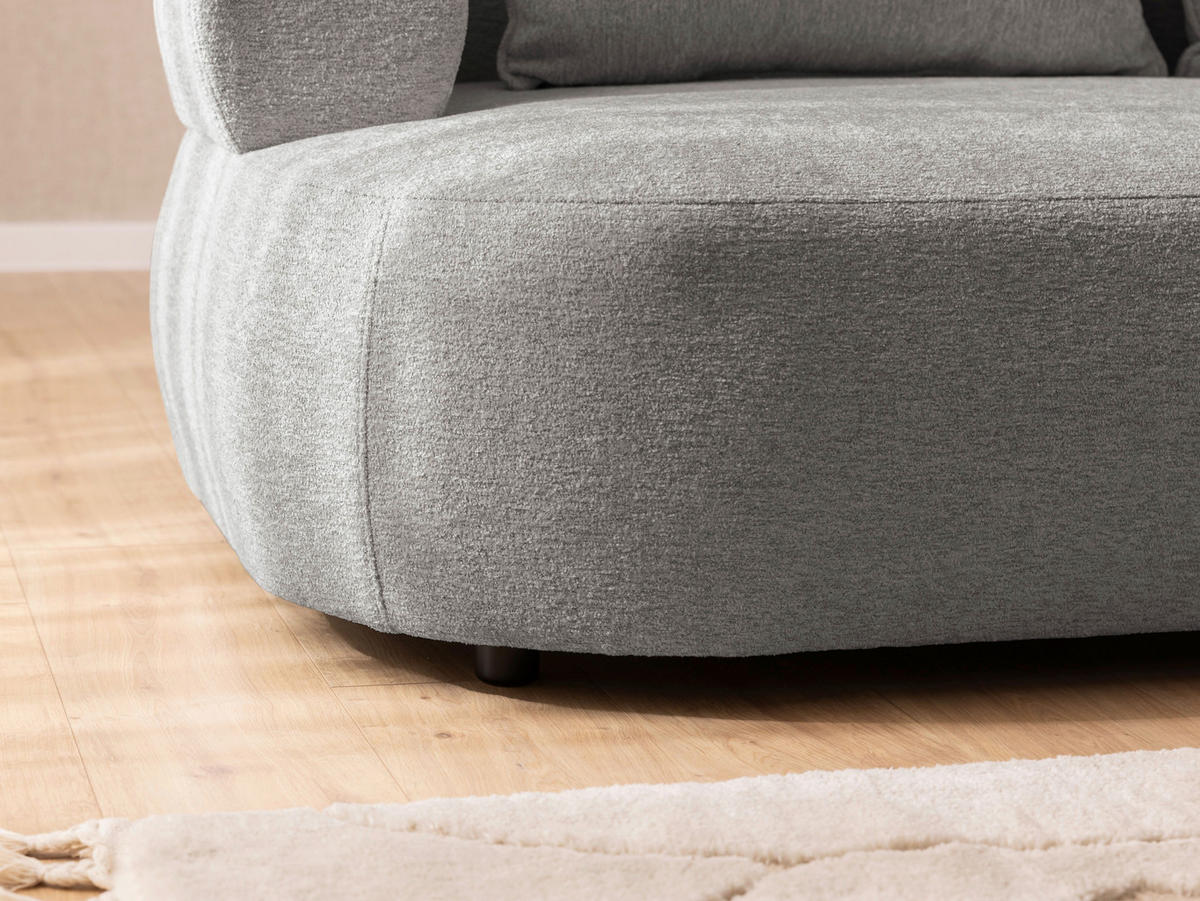 ECKSOFA in Chenille Grau  256/156 cm  - Schwarz/Grau, Design, Kunststoff/Textil (256/156cm) - Livetastic