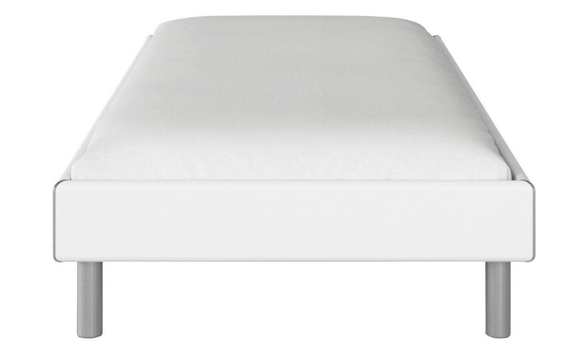 BETT 100/200 cm  in Weiss   - Weiss/Alufarben, Design, Holzwerkstoff/Metall (100/200cm) - Carryhome