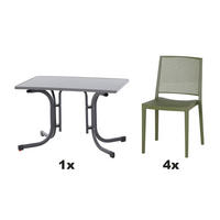 GARTENGARNITUR 5-teilig  - Grün, Basics, Holzwerkstoff/Kunststoff (70/80/110cm) - Siena Garden