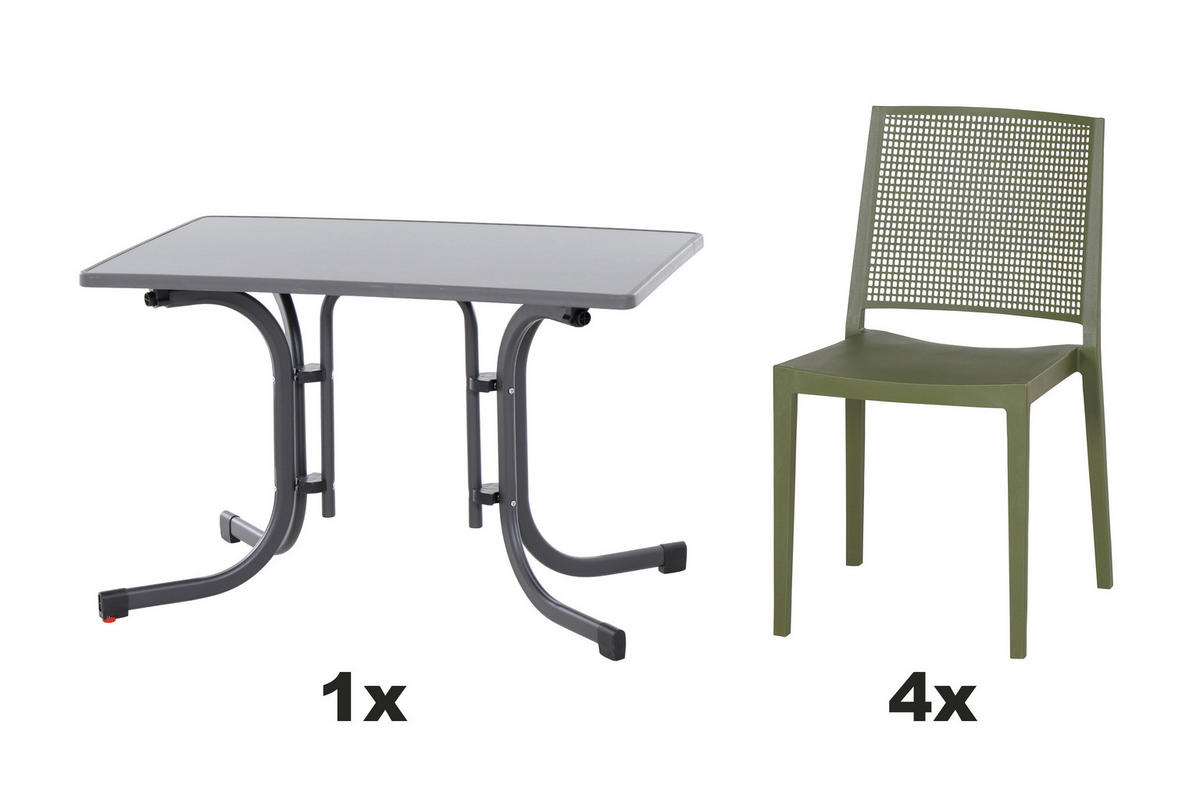 GARTENGARNITUR 5-teilig  - Grün, Basics, Holzwerkstoff/Kunststoff (70/80/110cm) - Siena Garden