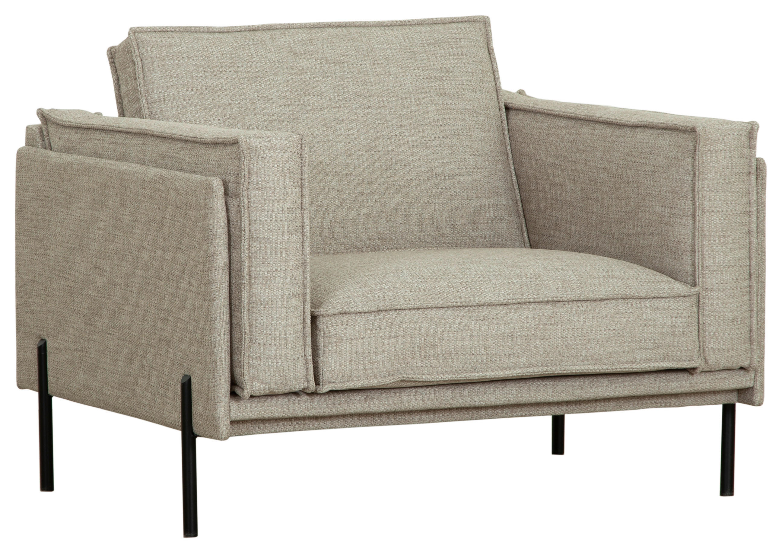 FÅTÖLJ i trä, metall, textil beige  - beige/svart, Design, metall/trä (115/79/91cm) - Welnova