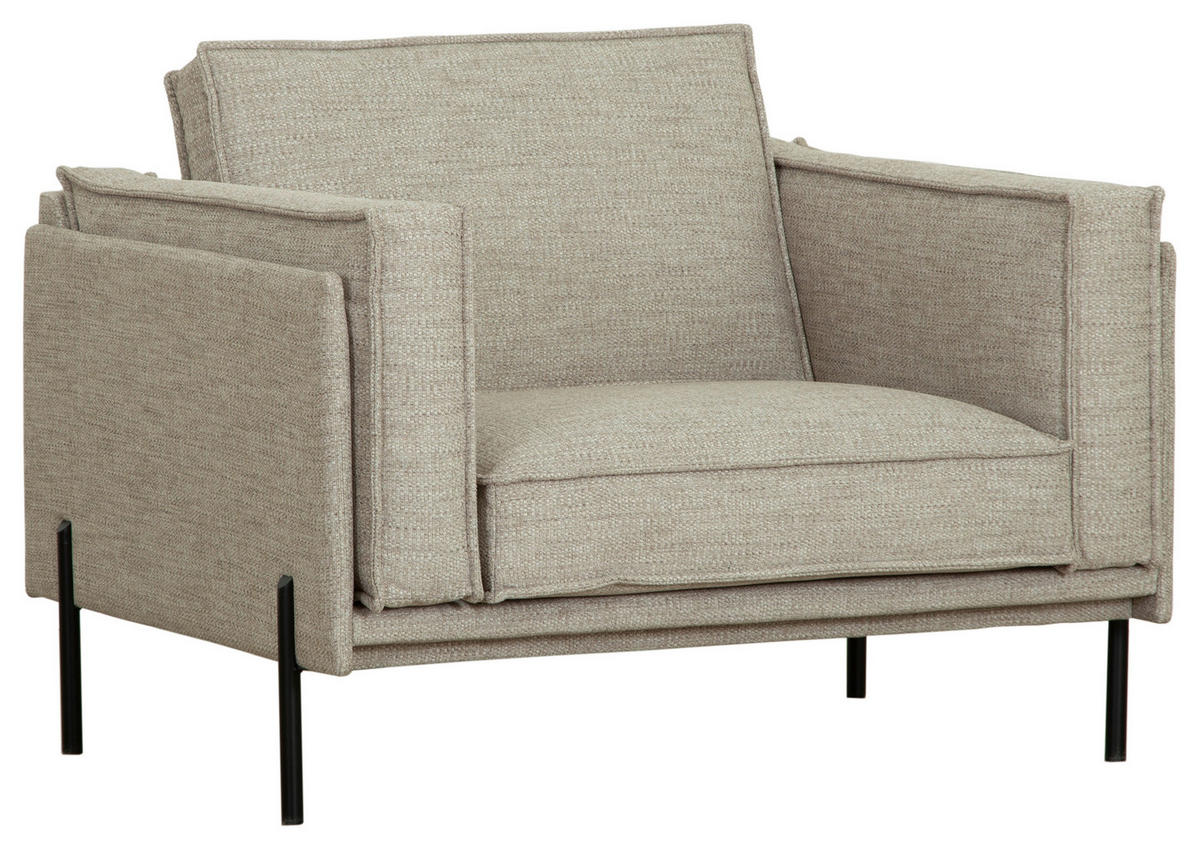 FÅTÖLJ i trä, metall, textil beige  - beige/svart, Design, metall/trä (115/79/91cm) - Welnova