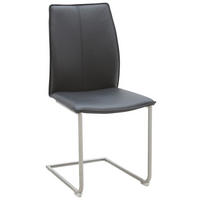 SCHWINGSTUHL  in Edelstahl Echtleder pigmentiert  - Edelstahlfarben/Schwarz, Design, Leder/Metall (46/93/56cm) - Dieter Knoll