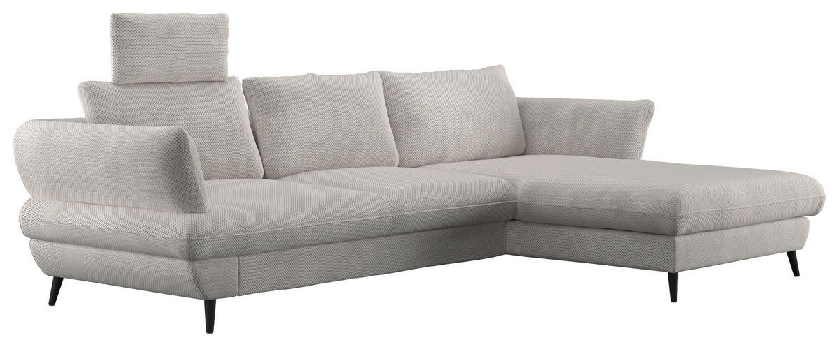 CANAPÉ D'ANGLE in Velours Naturfarben  - Schwarz/Naturfarben, Design, Textil/Metall (281/181cm) - Livetastic