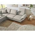 ECKSOFA  in Flachgewebe Naturfarben Armteilverstellung, Relaxfunktion, Drehsitzfunktion  175-224/255-365 cm  - Schwarz/Naturfarben, Design, Textil/Metall (175-224/255-365cm) - Dieter Knoll