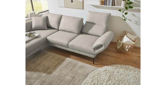 ECKSOFA  in Flachgewebe Naturfarben Armteilverstellung, Relaxfunktion, Drehsitzfunktion  175-224/255-365 cm  - Schwarz/Naturfarben, Design, Textil/Metall (175-224/255-365cm) - Dieter Knoll