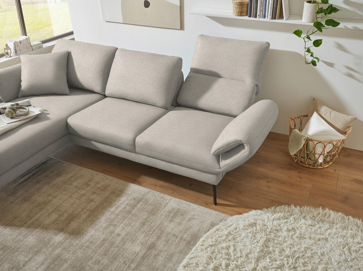 ECKSOFA  in Flachgewebe Naturfarben  175-224/255-365 cm  - Schwarz/Naturfarben, Design, Textil/Metall (175-224/255-365cm) - Dieter Knoll