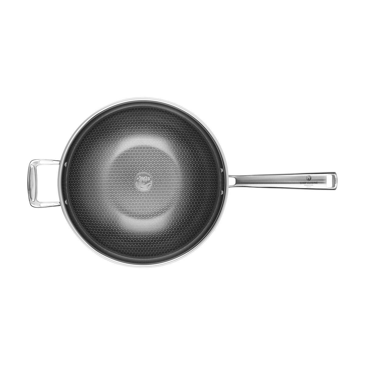 WOKPFANNE Honeycomb Keramik Keramikbeschichtung  - Edelstahlfarben, Basics, Metall (32/14cm) - CHEF CUISINE