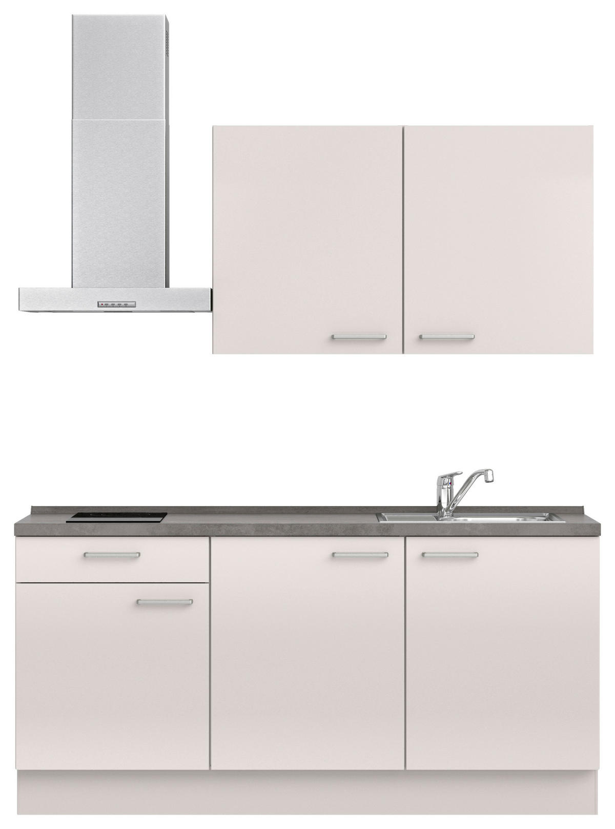 KÜCHENBLOCK Flash 180 cm  in Schieferfarben, Seidengrau  - Schieferfarben/Edelstahlfarben, MODERN, Holzwerkstoff/Metall (180cm) - Nobilia