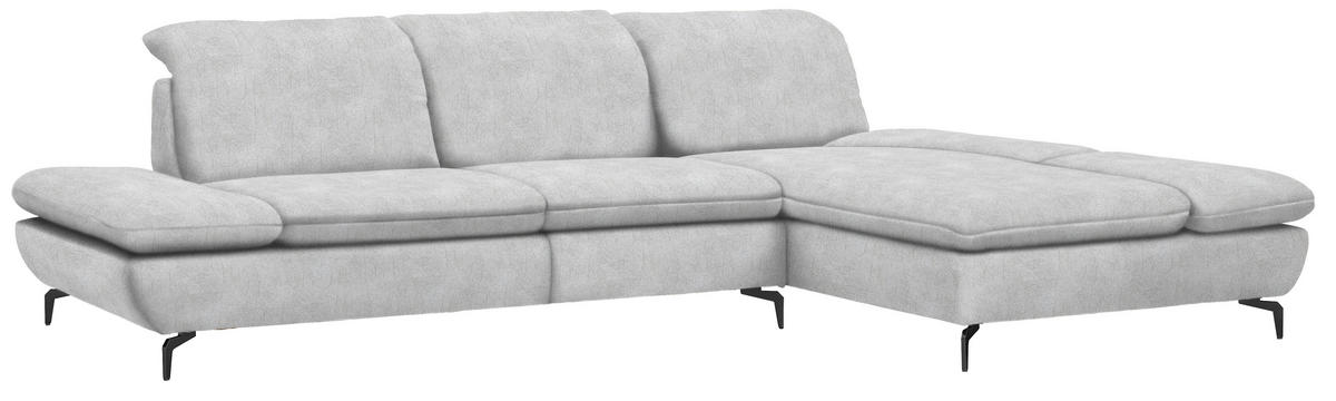 ECKSOFA in Flachgewebe Hellgrau  - Hellgrau/Schwarz, Design, Textil/Metall (315/200cm) - Chilliano