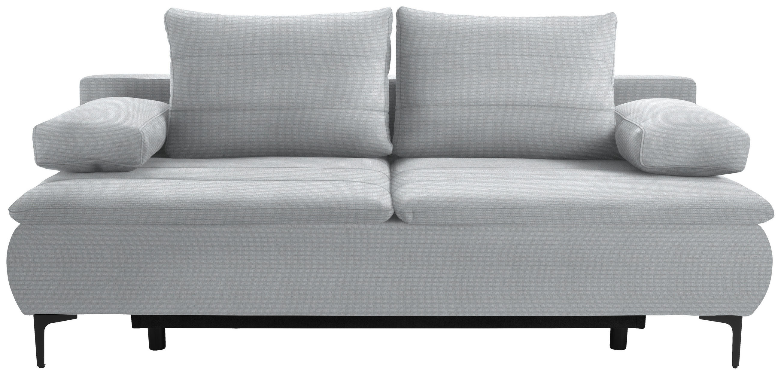 BOXSPRINGSOFA in Flachgewebe Grauweiß  - Grauweiß/Schwarz, KONVENTIONELL, Textil/Metall (204/93/100cm) - Novel