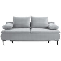 BOXSPRINGSOFA in Flachgewebe Grauweiss  - Schwarz/Grauweiss, Konventionell, Textil/Metall (204/93/100cm) - Livetastic