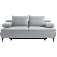 BOXSPRINGSOFA Flachgewebe Grauweiß  - Grauweiß/Schwarz, KONVENTIONELL, Textil/Metall (204/93/100cm) - Novel